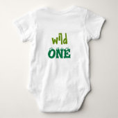 Wilde Eén Groene Safari Kitty Kat 1e Verjaardag Romper (Achterkant)