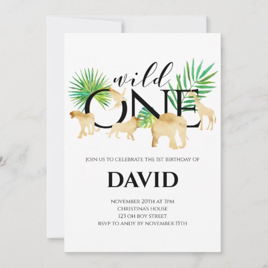 WILDE EEN jongen 1 geboorte Oerwoud goudvee Kaart (Voorkant)