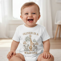 Wilde Eén Jongen 1e Verjaardag Safari Baby