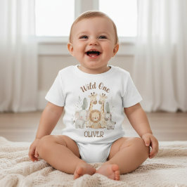 Wilde Eén Jongen 1e Verjaardag Safari Baby
