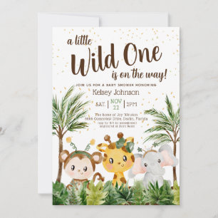 Wilde Eén Jongen Jungle Baby Shower Uitnodiging