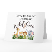Wilde Eén Jungle Safari Dieren 1e Eerste Verjaarda