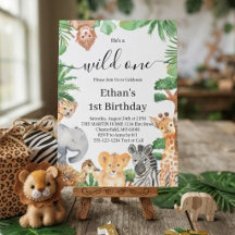 Wilde Eén Jungle Safari Dieren 1e Verjaardagsfeest