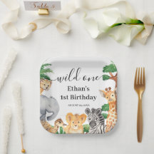 Wilde Eén Jungle Safari Dieren 1e Verjaardagsfeest
