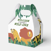 Wilde Eén Jungle Safari Dierenpark Eerste Verjaard Bedankdoosjes (Voorkant Zijde)