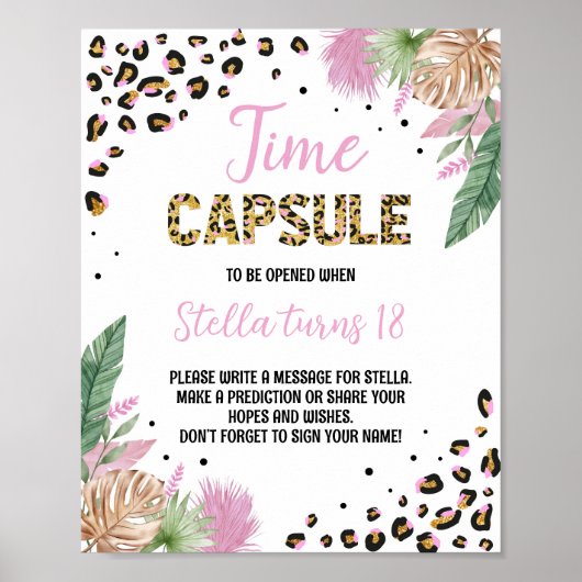 Wilde Eén Luipaardprint Verjaardag Tijdscapsel Bor Poster (Voorkant)