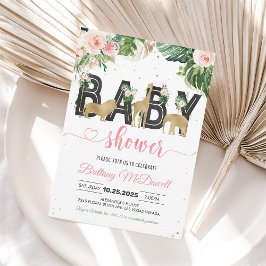 Wilde Eén Meisje Safari Baby Shower Uitnodiging