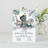 Wilde één Oerwoud dieren op zaterdag uitnodiging (Staand voorkant)