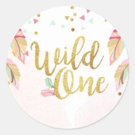 Wilde één Partij voor Labels Sticker Roze Gold Boh