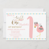 Wilde één pijlen, Roze flamingo eerste verjaardag Kaart (Voorkant)