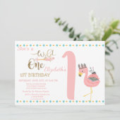 Wilde één pijlen, Roze flamingo eerste verjaardag Kaart (Staand voorkant)