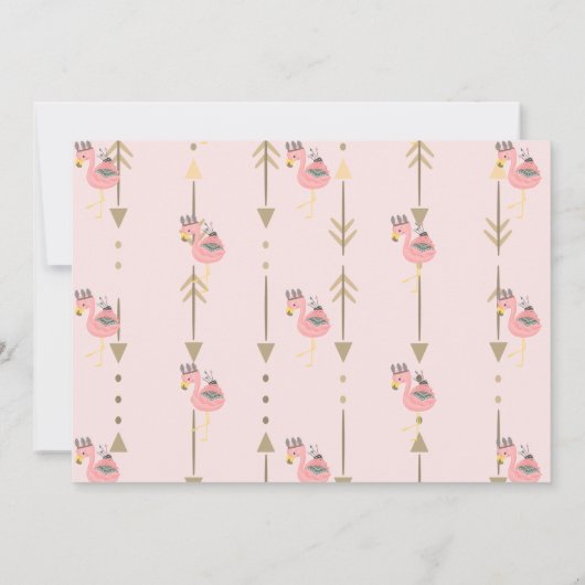 Wilde een, Pijlen, Roze Flamingo First Birthday Kaart (Achterkant)