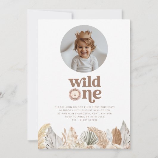 Wilde Eén Ronde Foto Verjaardagsuitnodiging Kaart (Voorkant)