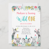 Wilde één roze goudfeest kaart (Voorkant)