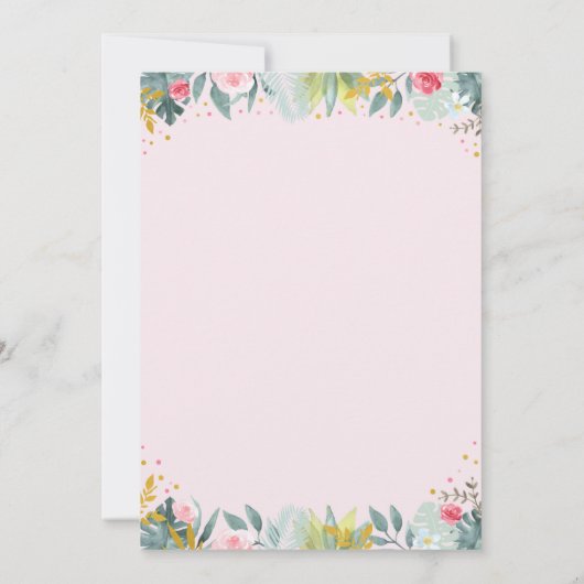 Wilde één roze goudfeest kaart (Achterkant)