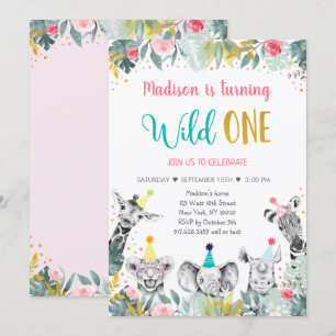 Wilde één roze goudfeest kaart