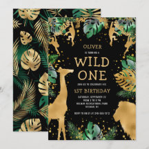 Wilde Eén Safari 1e Verjaardag Zwart Groen Goud