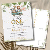  Wilde Eén Safari Baby Shower Briefkaart