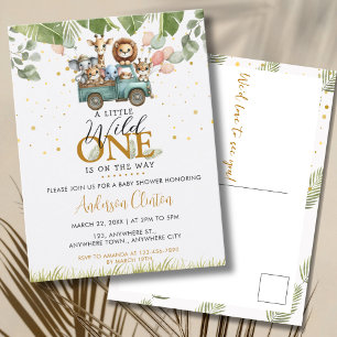  Wilde Eén Safari Baby Shower Briefkaart