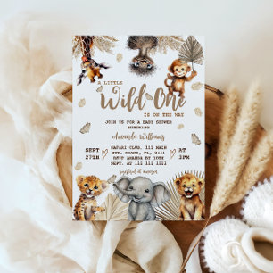 Wilde Eén Safari Baby Shower Kaart