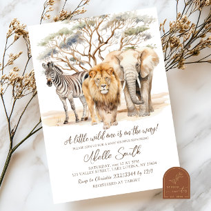 Wilde Eén Safari Baby Shower Uitnodiging