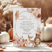 Wilde Eén Safari Dier Herfst Pompoen Baby Shower Kaart