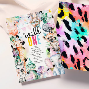 Wilde EEN' Safari Dieren Cool 1e Verjaardag Kaart