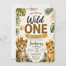 Wilde EEN Safari Jungle Dieren 1e Verjaardag Kaart
