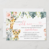 Wilde één safari oerwoud meisje baby shower in kaart (Voorkant)
