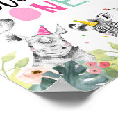 Wilde één Safari-partij dieren eerste geboortedag Poster (Hoek)