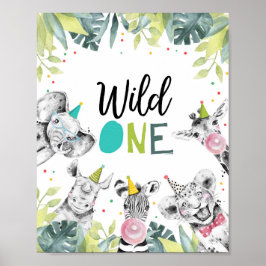 Wilde één Safari-partij dieren eerste geboortedag Poster