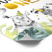 Wilde één Safari-partij dieren eerste geboortedag Poster (Hoek)