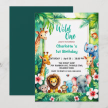 Wilde Eén Schattig Jungle Dier Kind's 1e Verjaarda