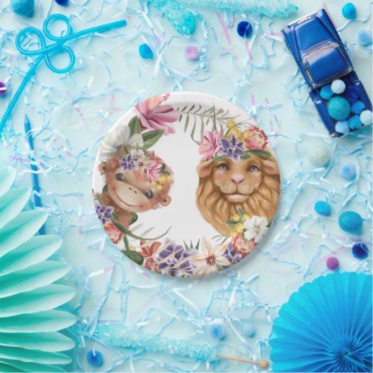 Wilde een schattige aap safari-jarig meisje papieren bordje (Feest)