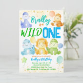 Wilde een schattige baby dinosauriër op de eerste  kaart (Staand voorkant)