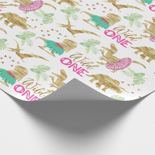 Wilde een schattige dinosaurus cadeaupapier (Hoek)