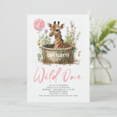 Wilde Eén Schattige Giraffe 1e Verjaardag Boho Die Kaart (Staand voorkant)