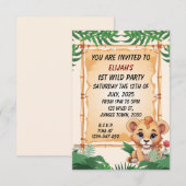 Wilde Eén Schattige Leeuw Jungle Thema Uitnodiging (Voorkant / Achterkant)