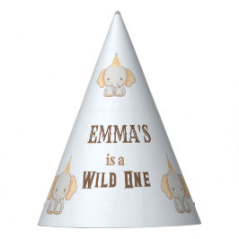 Wilde Eén Schattige Olifant 1e Verjaardag Feesthoedjes