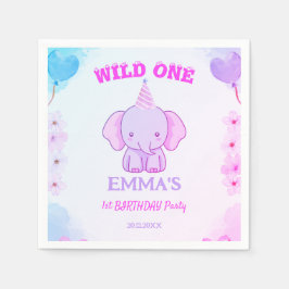 Wilde Eén Schattige Olifant 1e Verjaardag Servet