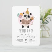 Wilde Eén Schattige Panda Beer 1e Verjaardag Kaart (Staand voorkant)