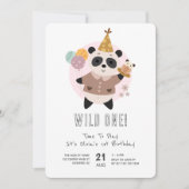 Wilde Eén Schattige Panda Beer 1e Verjaardag Kaart (Voorkant)