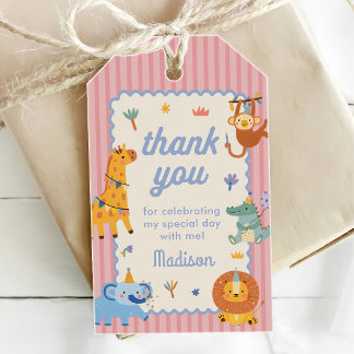 Wilde Eén Schattige Safari Dieren 1e Verjaardag Cadeaulabel