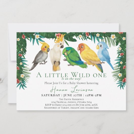 Wilde Eén Tropische Exotische Papegaaien Baby Show Kaart (Voorkant)