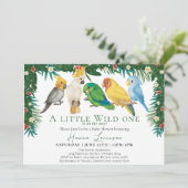 Wilde Eén Tropische Exotische Papegaaien Baby Show Kaart (Staand voorkant)