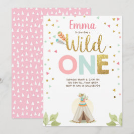 Wilde Een Verjaardag Teepee Boho Stam Pink Meisje Kaart