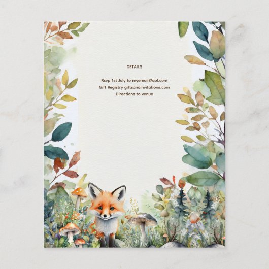 Wilde Eén Vos Baby Bosdieren Rustiek (Achterkant)