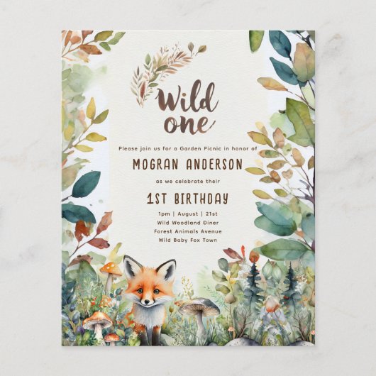 Wilde Eén Vos Baby Bosdieren Rustiek (Voorkant)