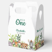 Wilde Eén Waterverf Safari Dieren 1e Verjaardag Bedankdoosjes (Geopend)