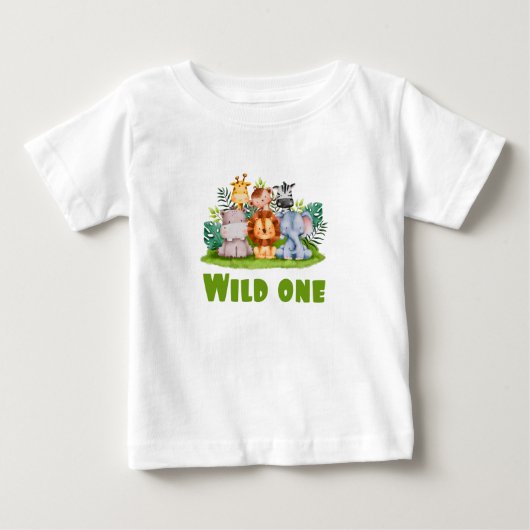 Wilde Eén Zoo Verjaardag Safari Jungle Dier Baby (Voorkant)